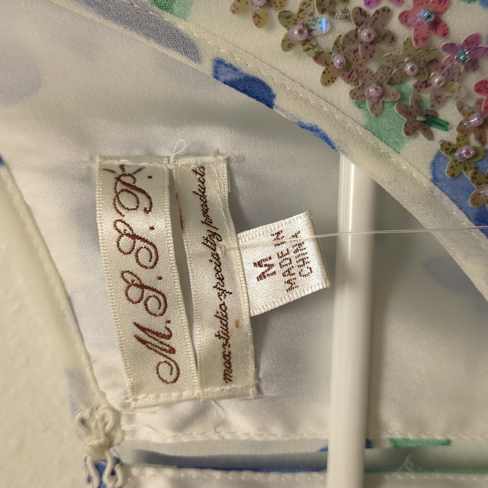 MSSP Max Studio Floral Dress - Elegant White with Blue Accents - Picture 11 of 14